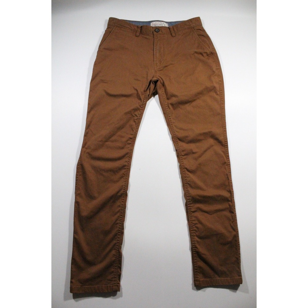 Fat Face Chino Trousers Mens W32 L30 Rust Brown Zip Fly Slim Stretch
